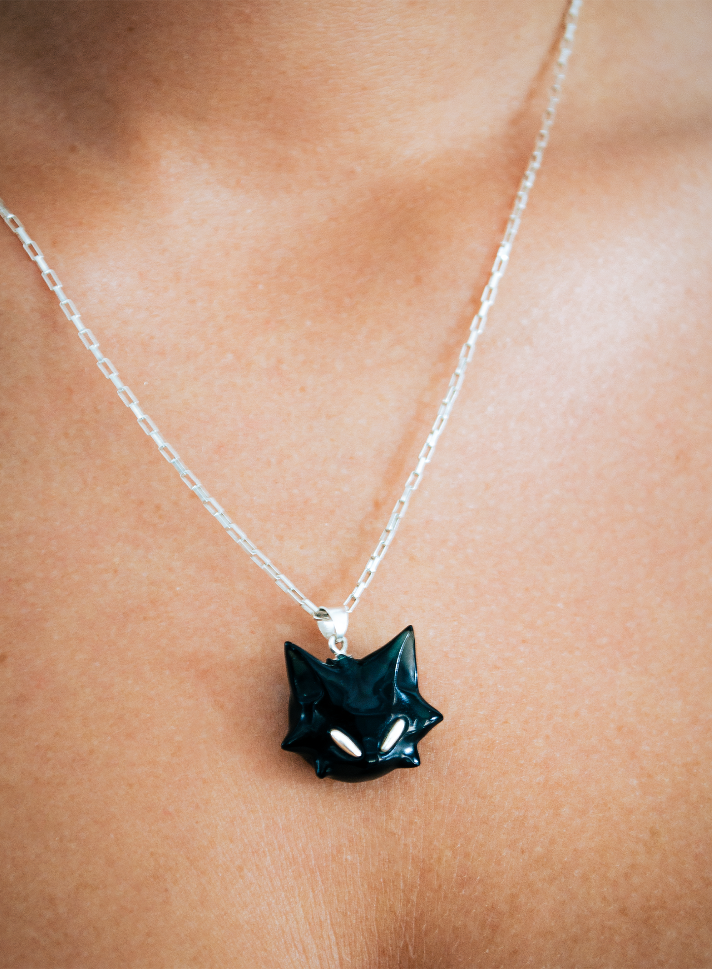 Collier Pendentif Chat - CAT MOON Noir