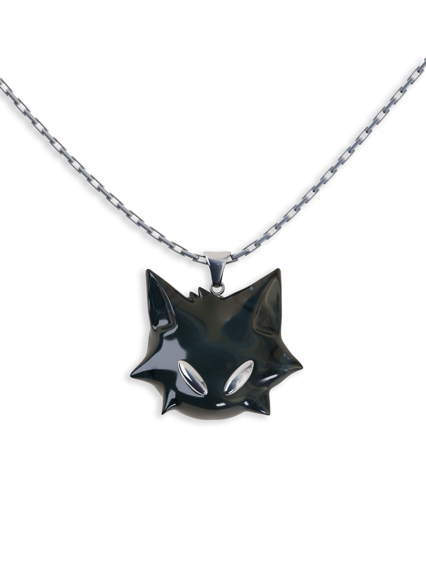 Collier Pendentif Chat - CAT MOON Noir