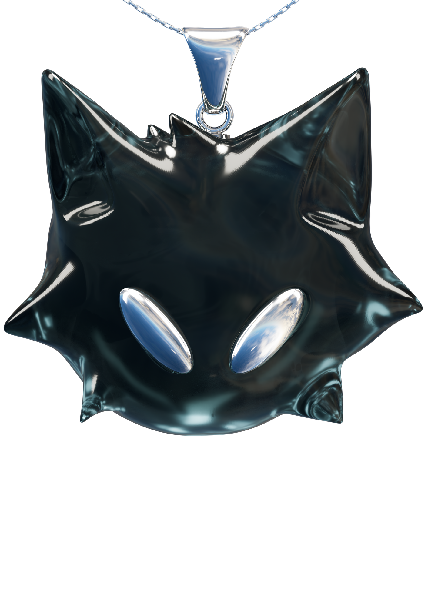 Collier Pendentif Chat - CAT MOON Noir